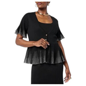 C Wonder Women's Pleat Knit Sweater Topper Black - Regular